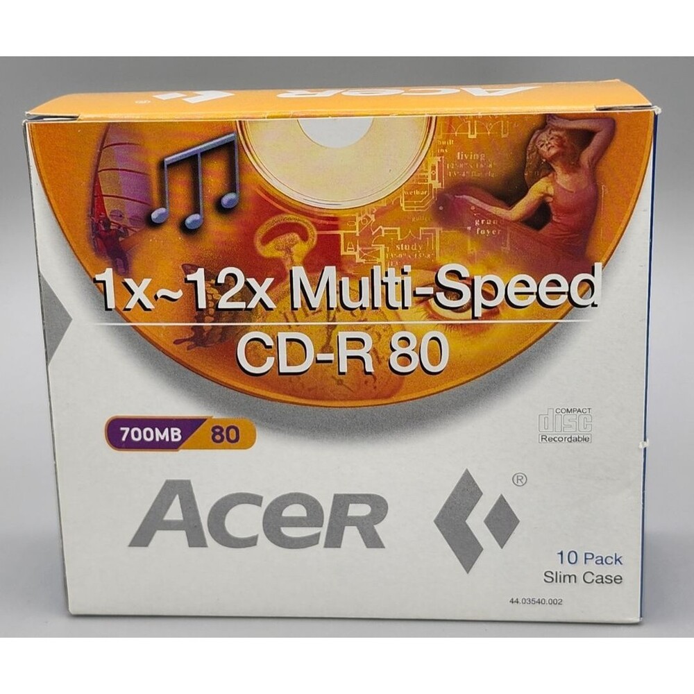 Acer 10 Pack CD-R 80 Multi-Speed 1x-12x Blank Media 700 MB New